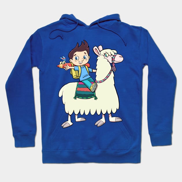 boy student riding a llama Hoodie by duxpavlic